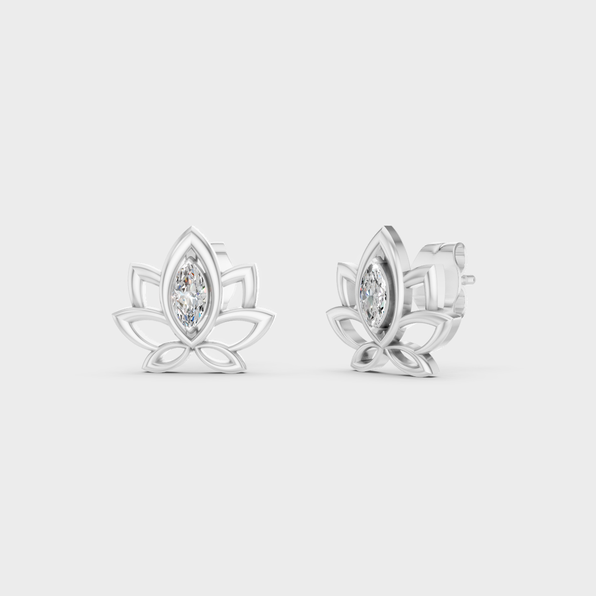 GLI Certified 0.30 Ct TW Marquise-Cut Lab-Grown Diamond Stud Earrings In 14K White Gold